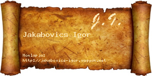 Jakabovics Igor névjegykártya